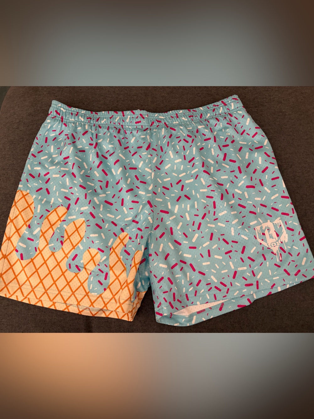 Baseball Lifestyle 101 Men's Light Blue Ice Cream Print Athletic Shorts